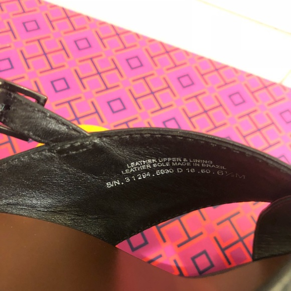 Tory Burch Black Gabrielle Wedge Sandals Shoes - Picture 5 of 8